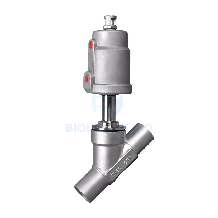 All stainless steel pneumatic welded angle seat valve