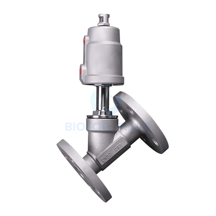 All stainless steel pneumatic flange angle seat valve