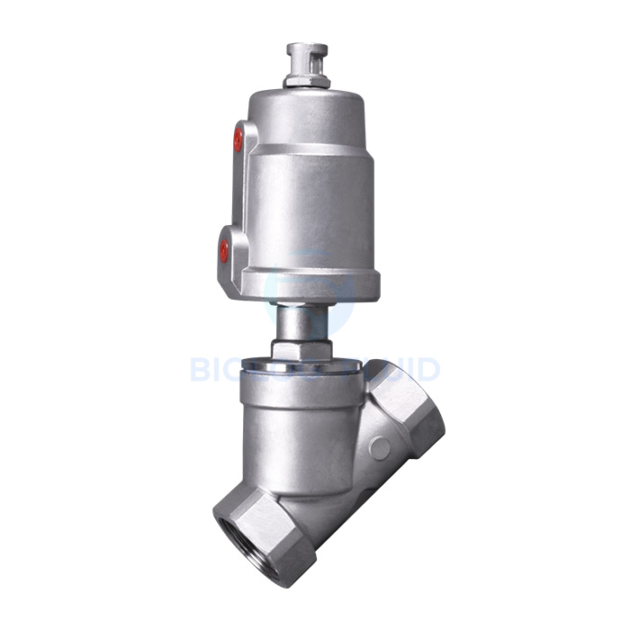 All stainless steel pneumatic threaded angle seat valve