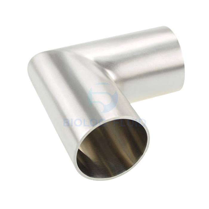 Stainless steel sanitary grade butt welded straight 90D elbow