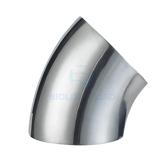 Stainless steel sanitary grade 2WK butt weld short 45D bending