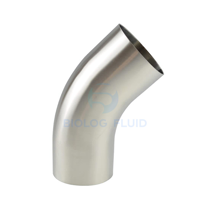 Stainless steel sanitary grade L2KS long radius 45D clamping elbow
