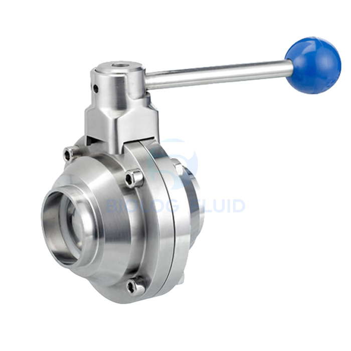 Stainless steel sanitary round handle welded butterfly type ball valve