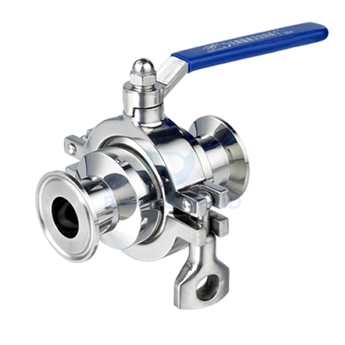 Stainless steel food equipment clamped manual non retention ball valve