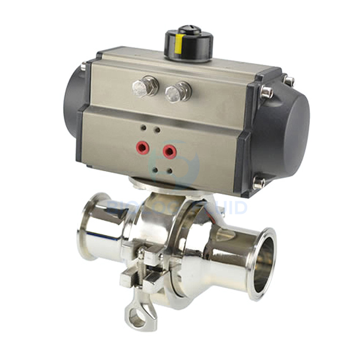 Stainless steel food grade pneumatic tri clamped non retention ball valve