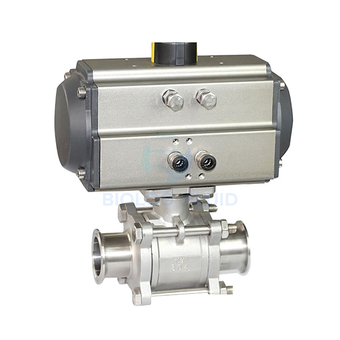 Sanitary pneumatic 3piece ball valve