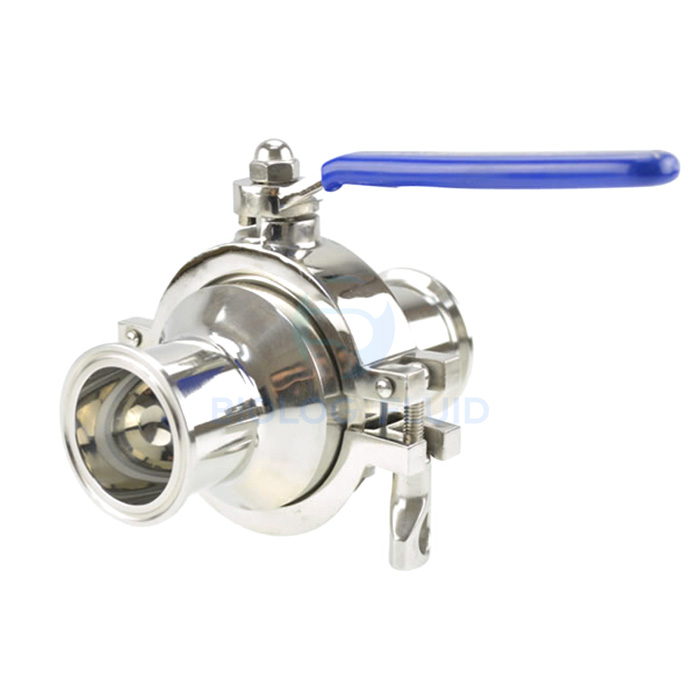 Stainless steel food processing tri clamped manual type non retention ball valve