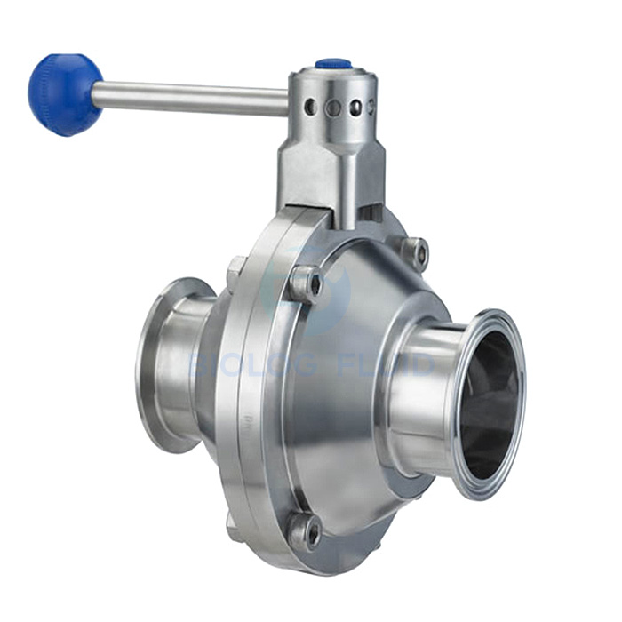 Stainless steel sanitary grade round handle tri clamped butterfly type ball valve