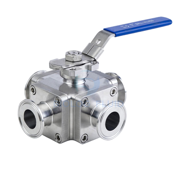 Stainless steel hygienic grade cross type manual clamped forging ball valve