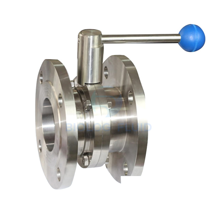 Stainless steel sanitary grade round handle flanged butterfly valve