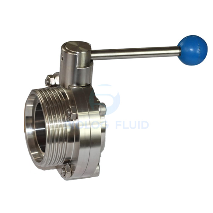 Stainless steel hygienic round handle manual type male welded butterfly valve