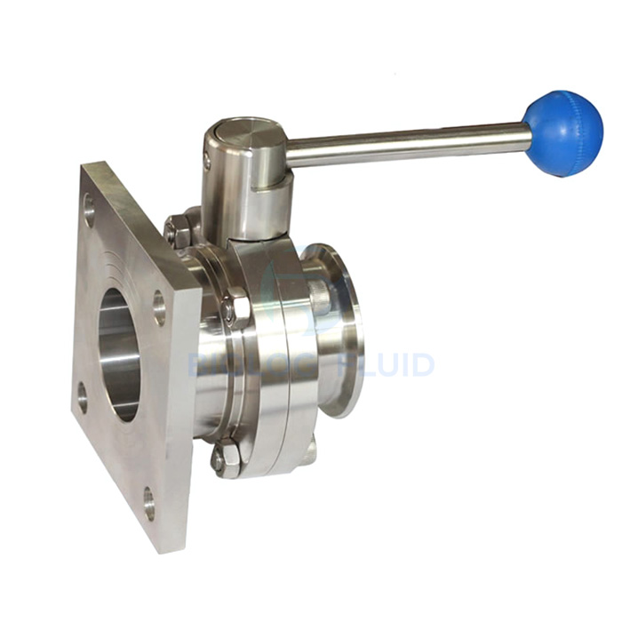 Stainless steel food grade manual type flange clamped butterfly valve