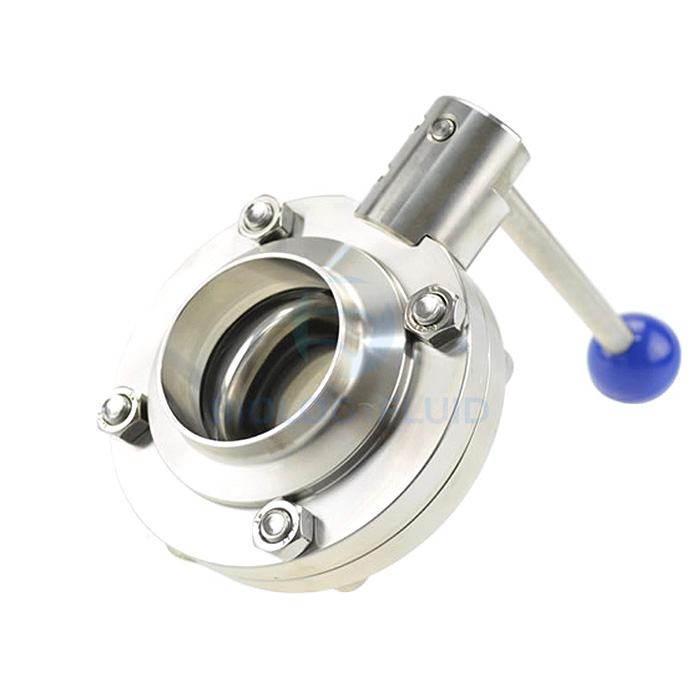 Stainless steel food grade round pull handle welded butterfly valve