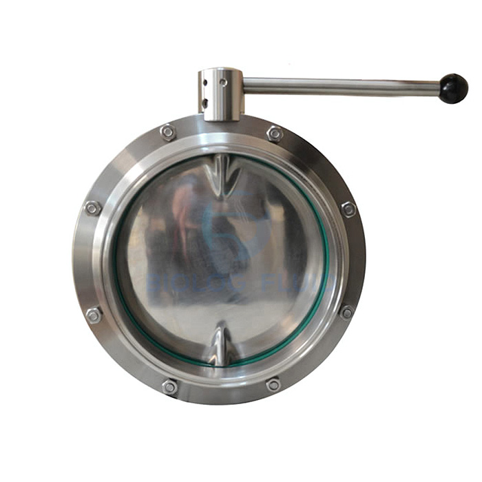 Stainless steel food processing big size pull handle welded butterfly valve