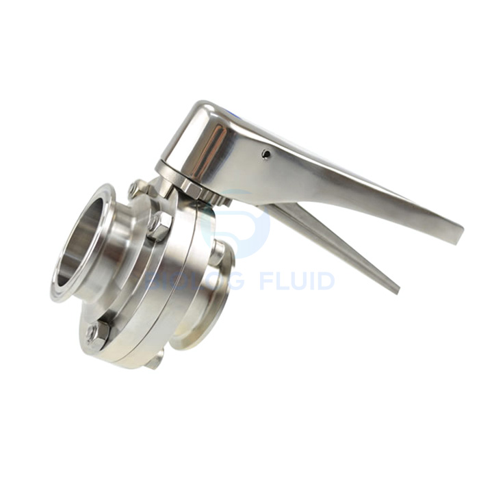 Stainless steel sanitary grade clamped multi position gripper butterfly valve