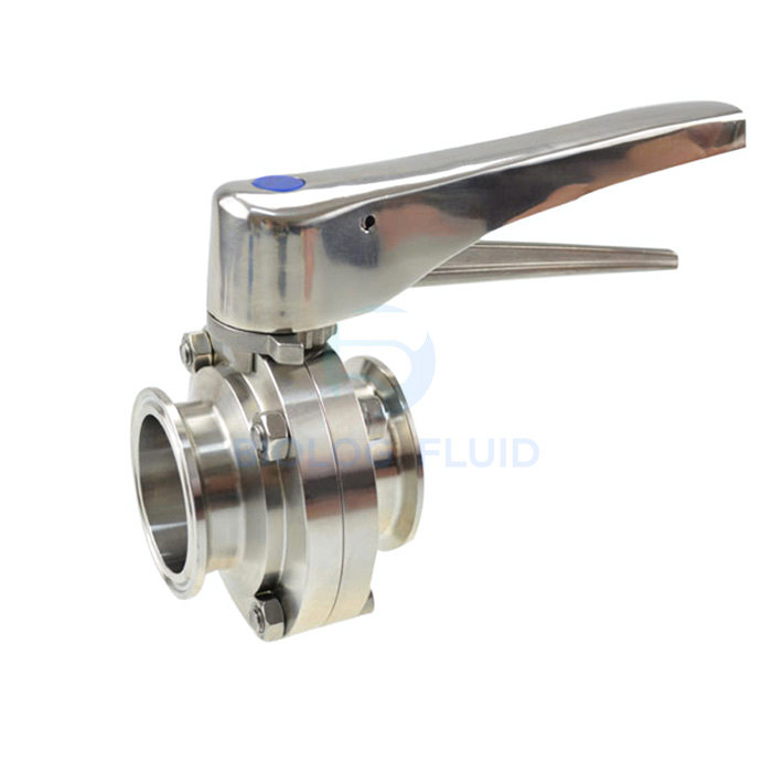 Stainless steel food equipment clamped gripper butterfly valve with ss handle