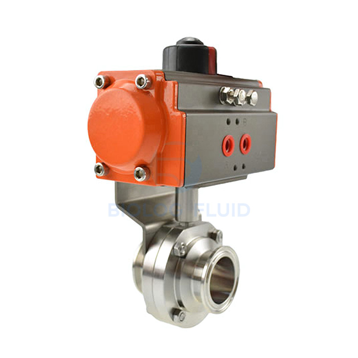 Stainless steel hygienic grade pneumatic clamped butterfly valve