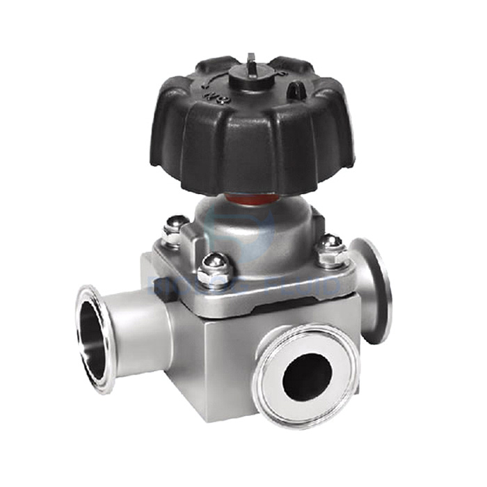 Stainless steel food grade manual T-shaped clamped forged diaphragm valve