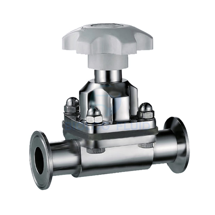 Stainless steel food processing manual clamping diaphragm valve