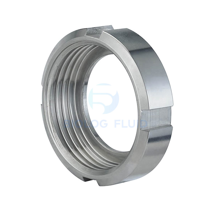 Stainless steel sanitary SMS round nut with 6 slots